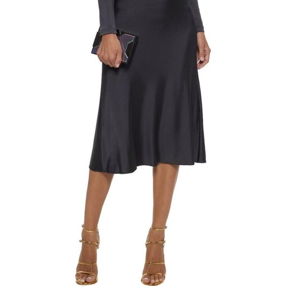 CUSHNIE ET OCHS Magdelena Embellished Satin-Jersey Midi Dress Dark Grey Size 0, - Picture 3 of 9